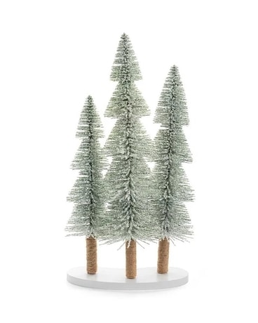 Rustic Flocked Pine Trees on Base Gifts