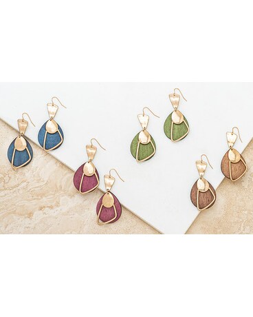 Wooden Earrings with Gold Accent Gifts