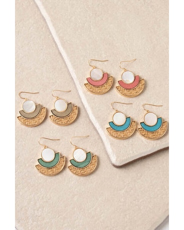 Wood, Wicker, & Moonstone Fan Earrings Gifts