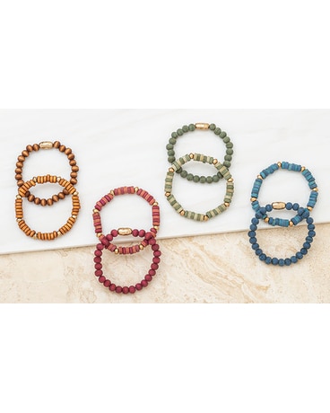 Wood Bead Bracelets With Gold Accents Gifts
