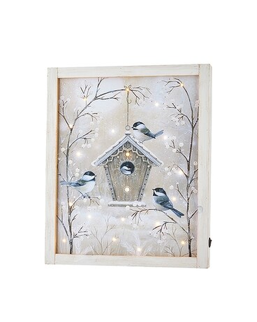 Sparkling Bird House with Mistletoe LED Picture Gifts