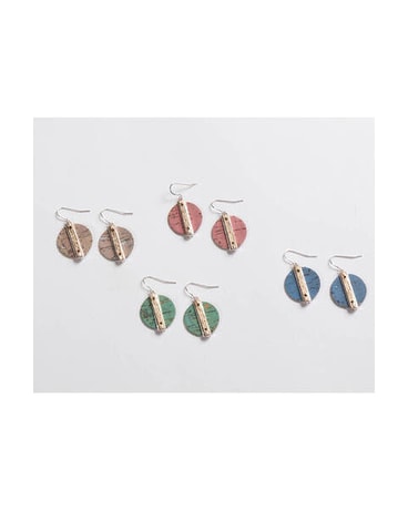 Cork Earrings with Metal Accent Gifts