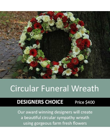 Designer's Choice Circular Funeral Wreath $400 Sympathy Arrangement