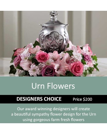 Designer's Choice Urn Flowers $200 Sympathy Arrangement