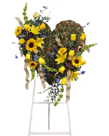 Heart Of Gold Easel Spray Sympathy Arrangement