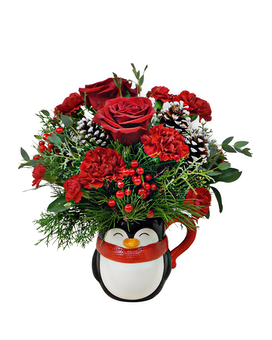 Teleflora's Send A Hug North Pole Penguin Flower Arrangement