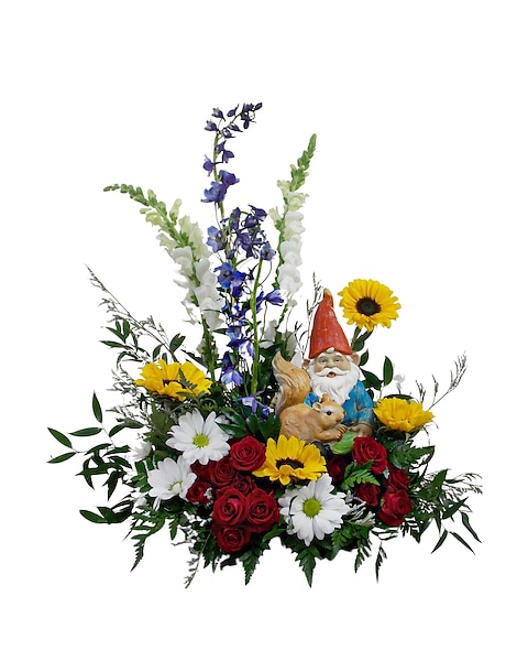 Gnome Worry, Be Happy Flower Arrangement