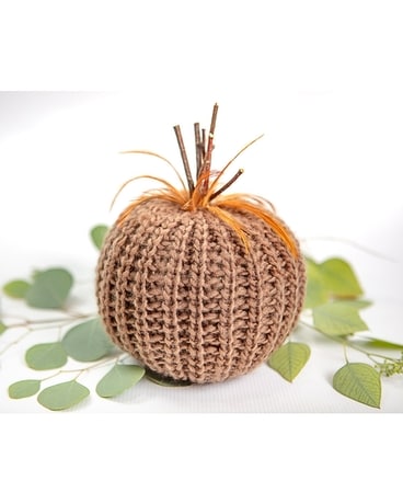 Large Yarn Pumpkin Flower Arrangement