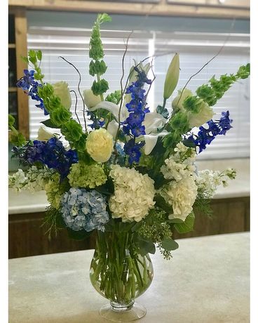 Blue and White Love Flower Arrangement