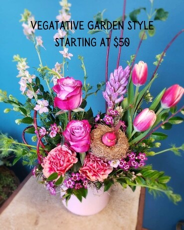 Vegetative Garden Stlye Flower Arrangement