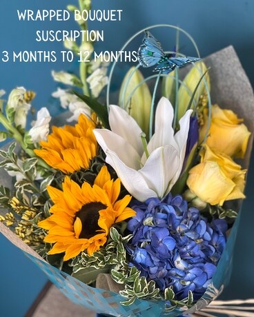 Wrapped Bouquet Subscription Flower Arrangement