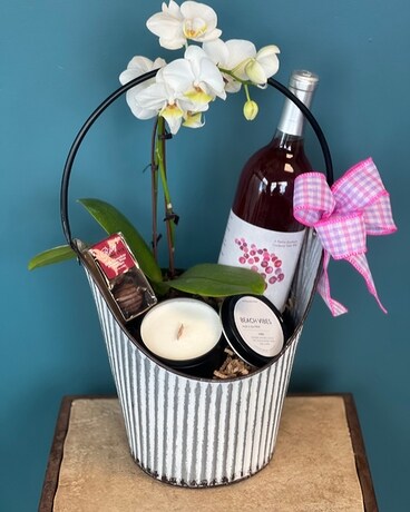 Blooms and Goodies Basket Gift Basket
