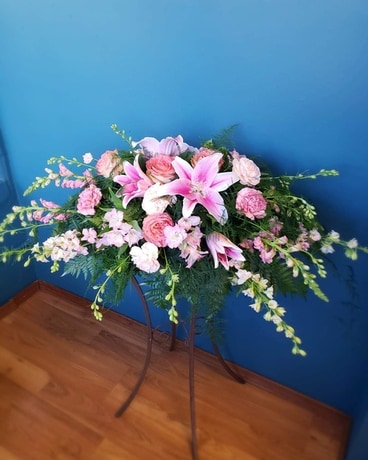Soft Farewell Casket Flower Arrangement