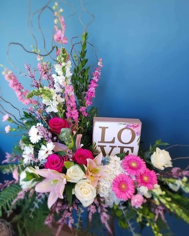Tender Thoughts Photo Frame Flower Arrangement