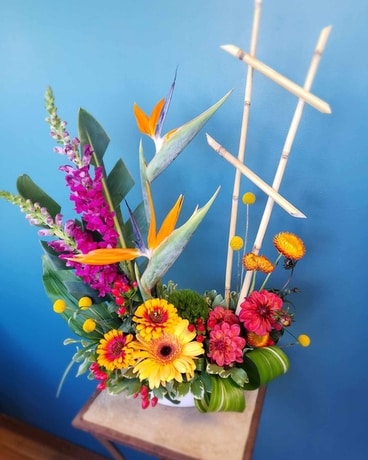 High Style Sunset Flower Arrangement