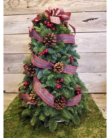 christmas tree flower arrangement