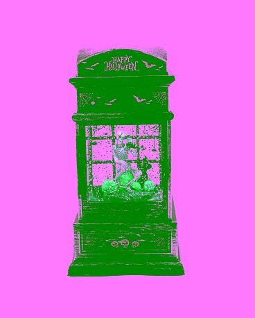LED SWIRL SKELETON IN PHONE BOOTH WATER GLOBE Custom product