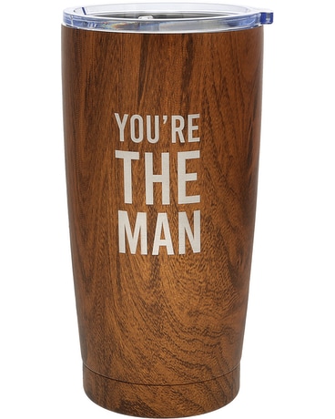 The Man - 20 oz Wood Finish Stainless Steel Travel Custom product
