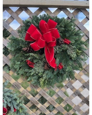 Fresh Evergreen Wreath Flower Arrangement