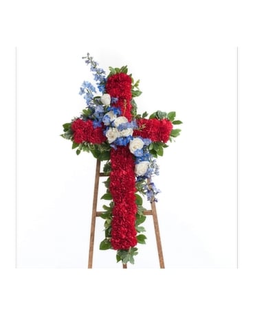 Patriotic Cross Flower Arrangement