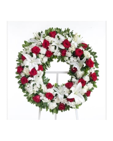 Red & White Wreath Flower Arrangement