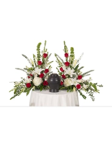 Red & White Urn Arrangement Flower Arrangement