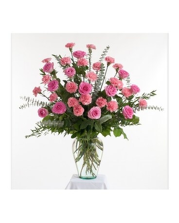 Roses & Carnations Vase Arrangement Flower Arrangement