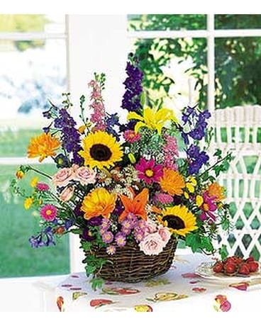 Summertime Sensation Basket Flower Arrangement
