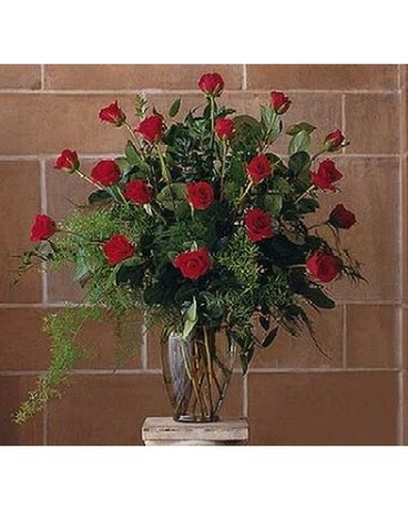 Red Rose Tribute Vase - by Eneni's Garden, Ltd. Flower Arrangement