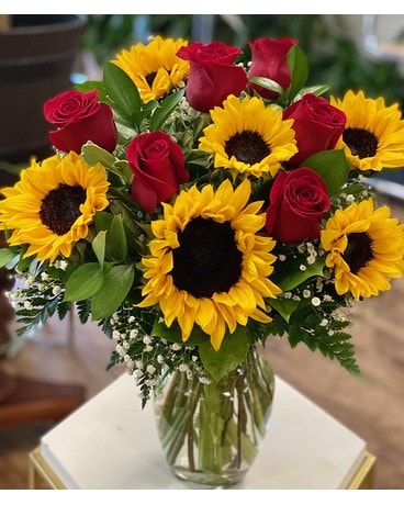 Roses and Sunflowers by Arrowhead Flower Arrangement