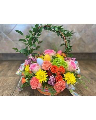 Happy Easter Lovely Basket By Arrowhead Flower Arrangement