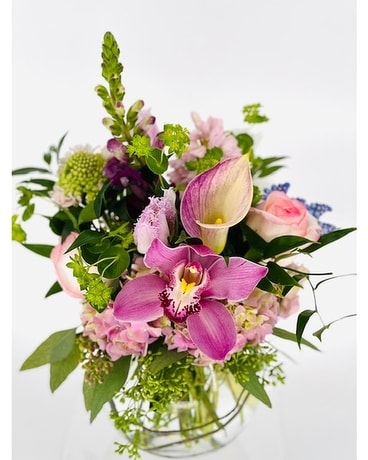 FMS Purple/Pink Bubble Bowl Bouquet Flower Arrangement