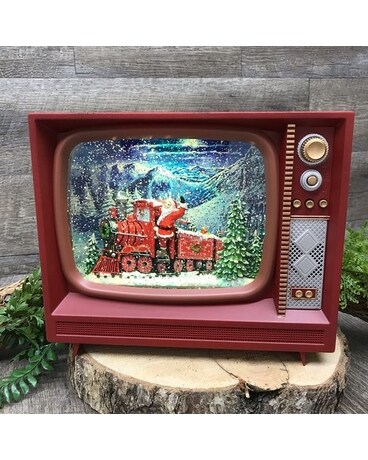 Santa Express Musical TV Flower Arrangement