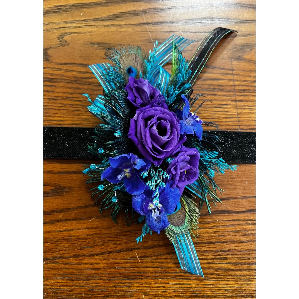 Peacock Delight Wrist Corsage in Greeneville TN - Flowers by Tammy