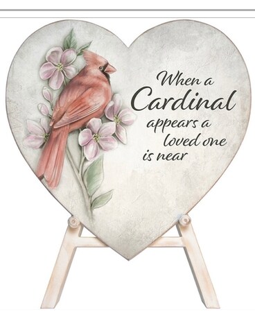 Cardinals Appear Heart with Easel Gifts