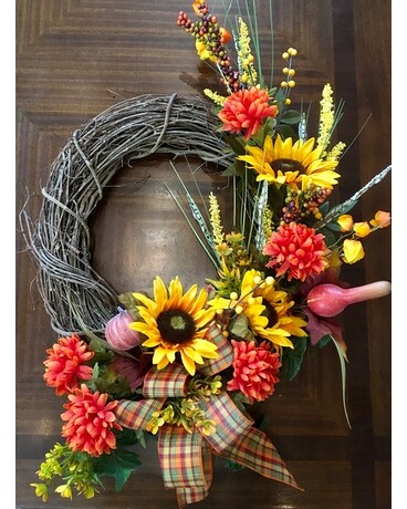 Sunflower and Pumpkin Grapevine Wreath Gifts