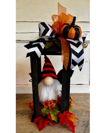 Halloween Gnome Lantern Dried Flowers
