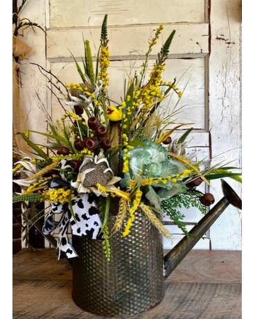 Farm Life Watering Can Dried Flowers