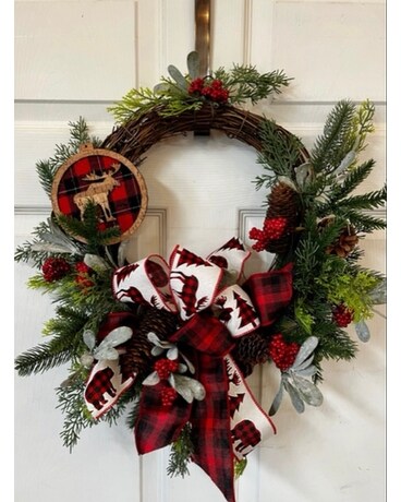 Plaid Moose Grapevine Wreath Custom product