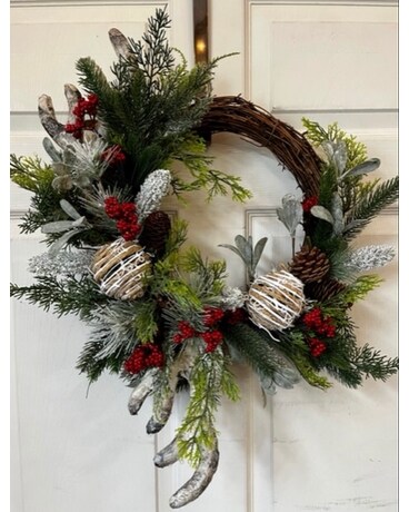Mixed Winter Green Grapevine Wreath Custom product