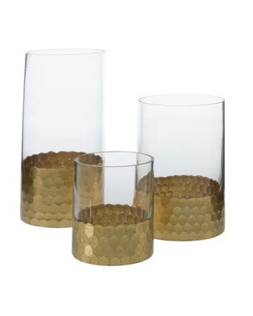 Glass Vase with Decorative Gold Bottom Wedding Arrangement