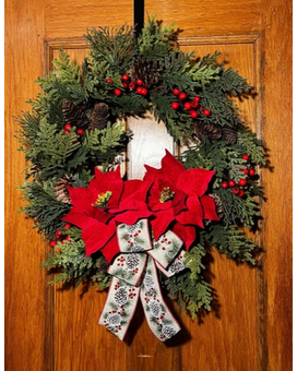 Premium Poinsettia Grapevine Wreath Custom product