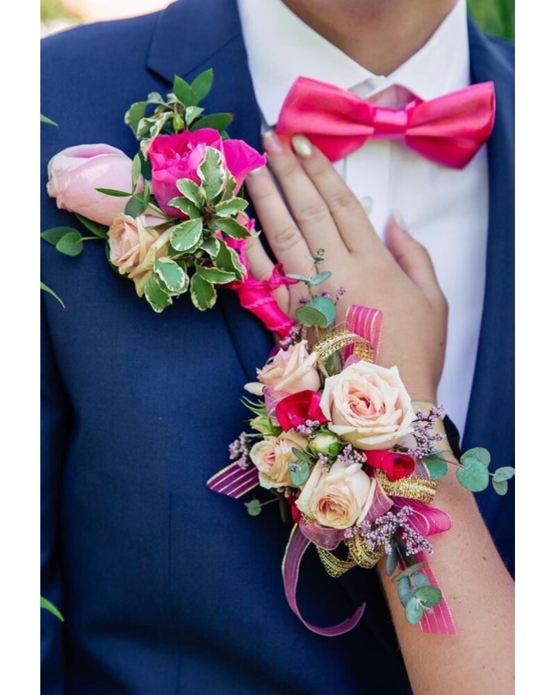 Pretty in Pink Corsage and Boutonnière in Greeneville TN - Flowers