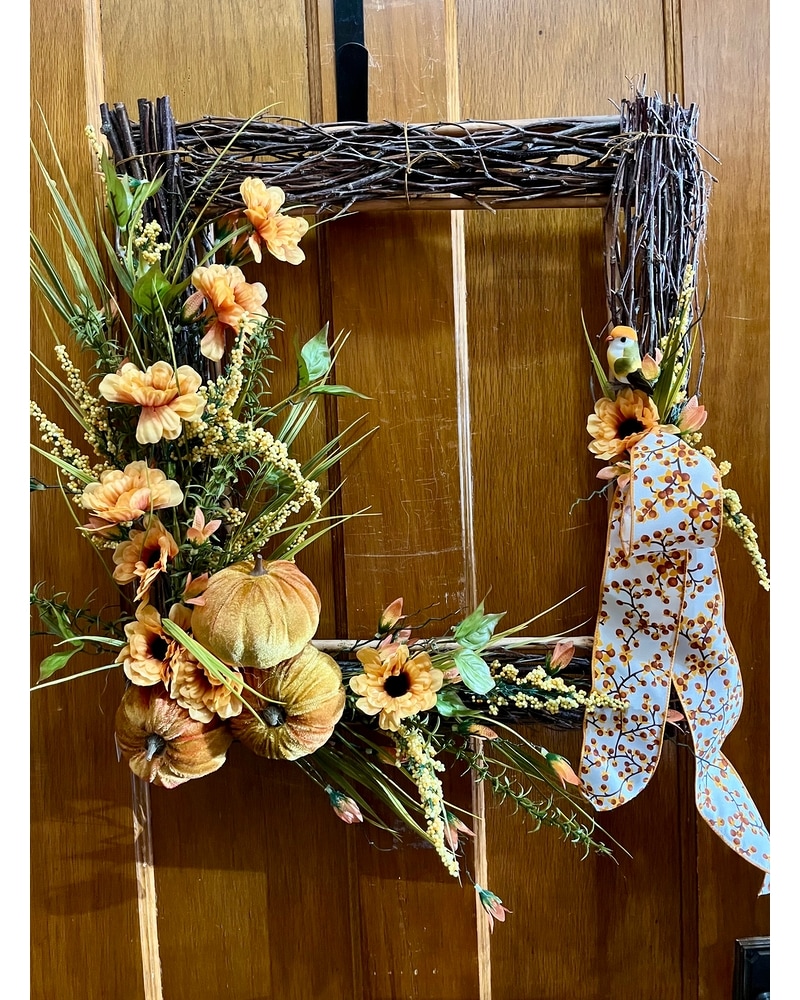 Square Grapevine Autumn Wreath in Greeneville TN - Flowers by Tammy