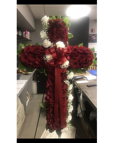 All Rose Cross Flower Arrangement