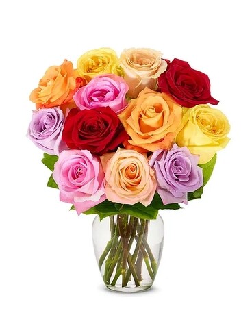 Assorted Colored Roses Flower Arrangement