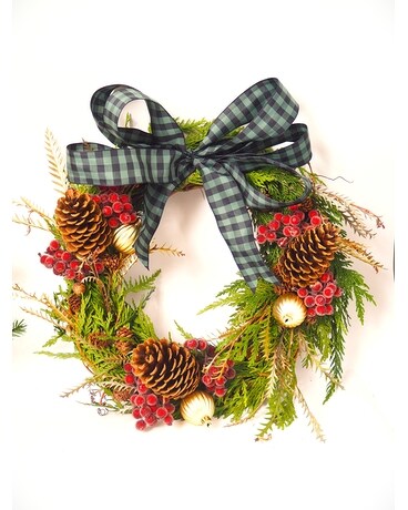 Adorable Mini Decorated Holiday Wreaths Flower Arrangement