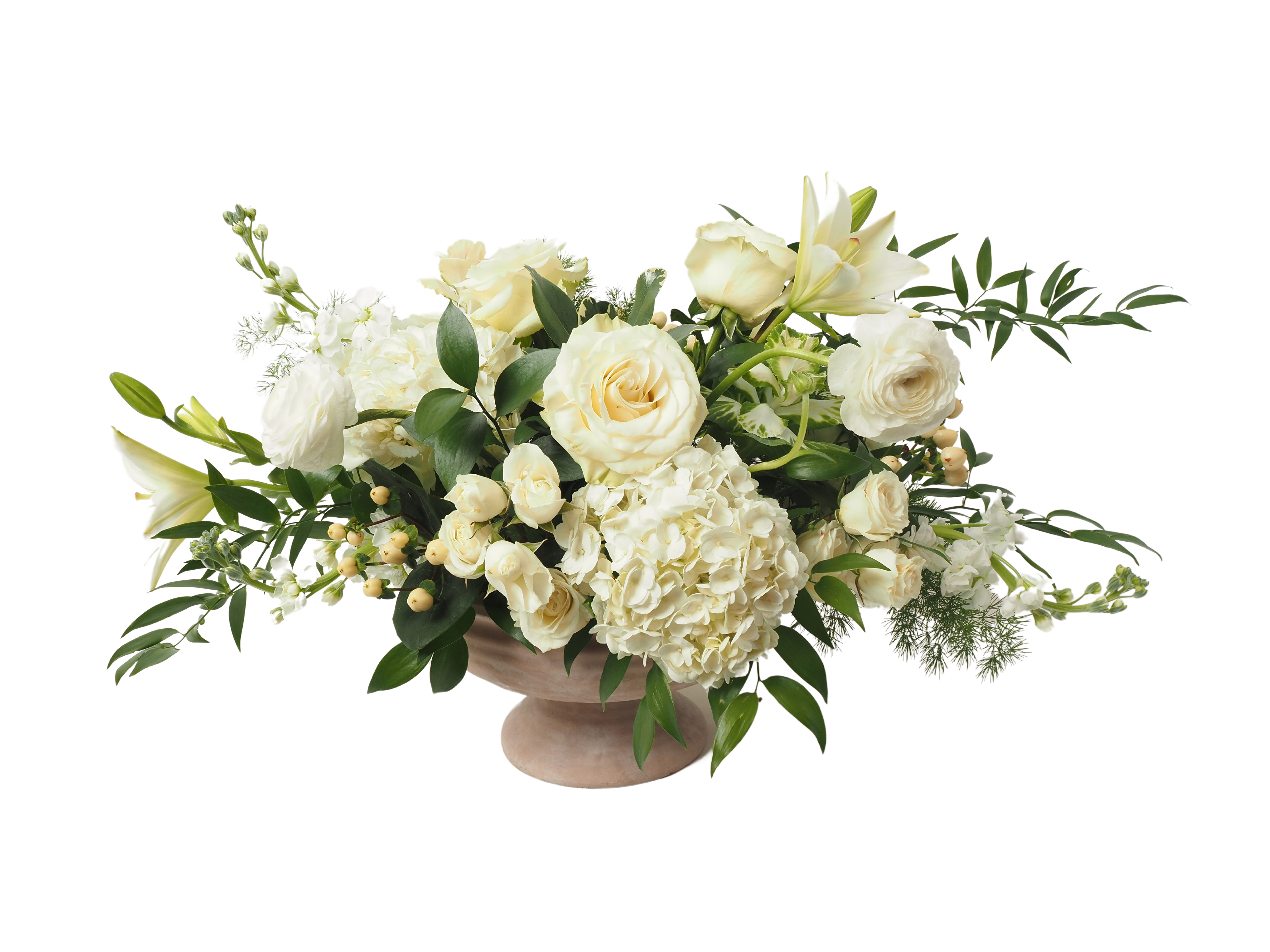 Centerpiece - Shades of White size,  inches height and  inches wide.