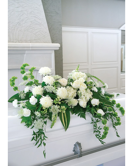 Uplifting Memories -Casket Spray size,  inches height and  inches wide.