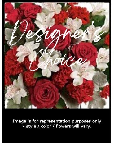 Red & White Designer's Choice Flower Arrangement